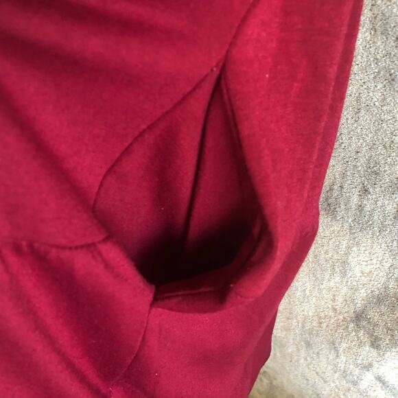 Burgundy Faux Button Down Sleeveless V Neck Fit & Flare Tank Dress Size Small - Picture 3 of 5